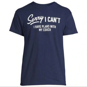 Humor Men's Plans With Couch Short Sleeve Graphic T-Shirt Navy NWT
